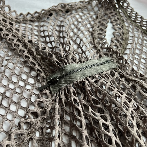 EUC SO COOL FISHNET olive grey racerback tunic *layering* sz L nightclub dance - Picture 15 of 16